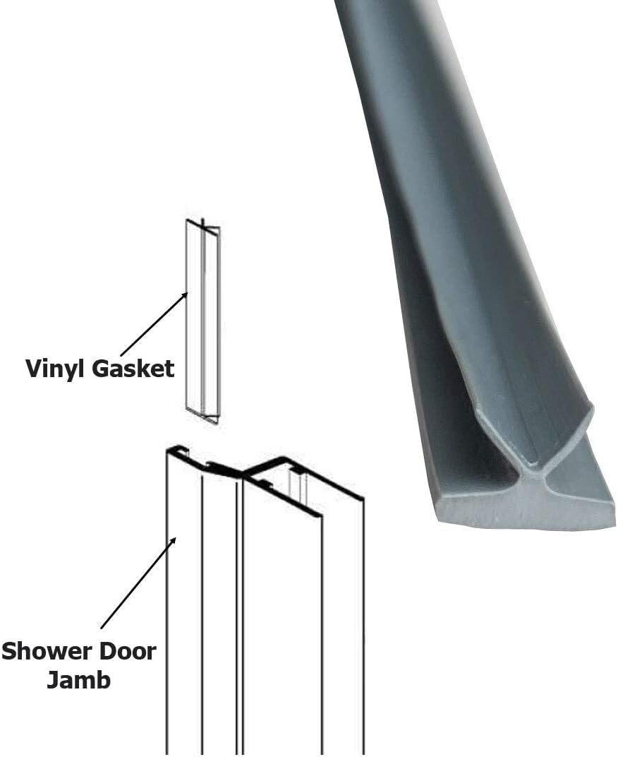 Shower Door Gray Vinyl Pivot Gasket For Swing Doors 7 Ft Long