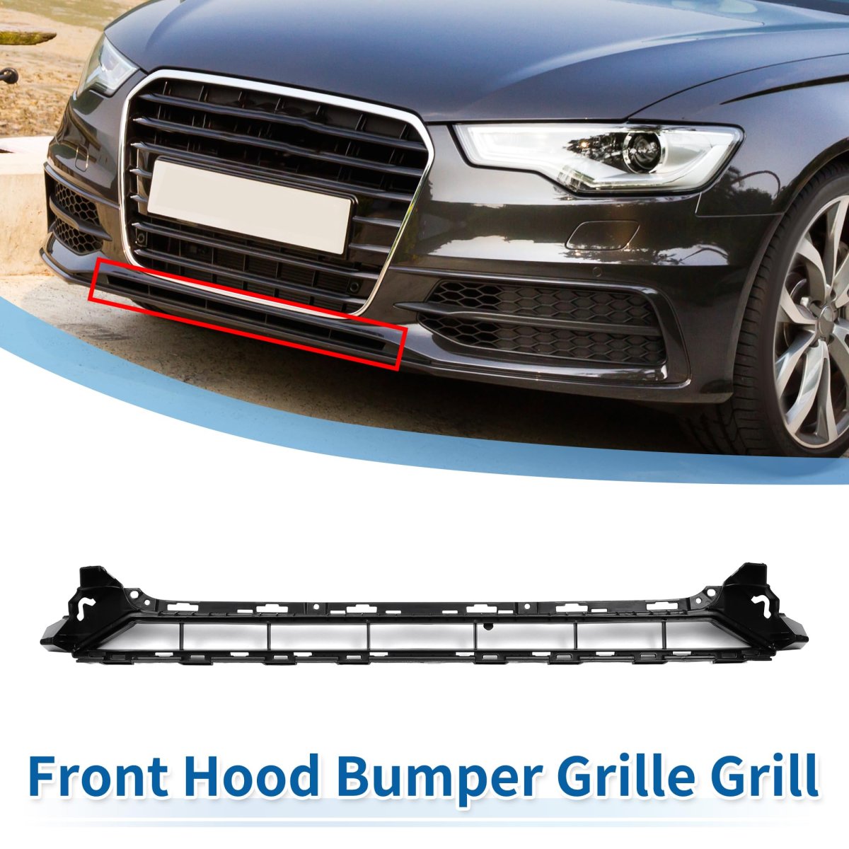 1 Pcs Lower Front Hood Bumper Grille Grill Center No 4g0807683c For Audi A6 C7pa Sline 2018 Sport Style Black