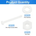 Nylon Hex Bolts M4 X 40mm 300 Piece Set With Nuts And Flat Washers White Plastic Full Threaded Head Screws For Electronics