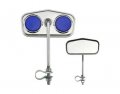 Lowrider Two Diamond Mirror Chrome Blue Reflectors Set Of Bike Mirrors Pair Bicycle 2 