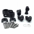 Hk Group Motorcycle Black Short Angled Adjustable Highway Peg Mounting Kit For Bike With 1 Inch 25mm Front Engine Guard Frame