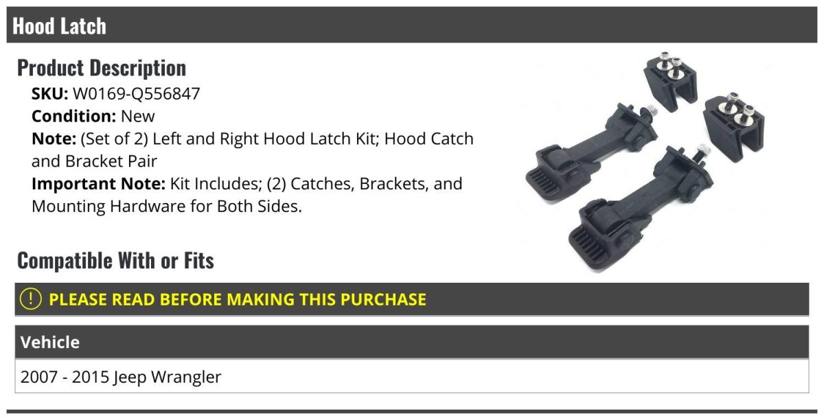 Kit Set Of 2 For 2007-2015 Jeep Wrangler