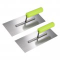 2pcs Flat Masonry Hand Trowel 10 2 X4 3 Drywall Concrete Finishing Building Tool Carbon Steel Panel With Rubber Handle 