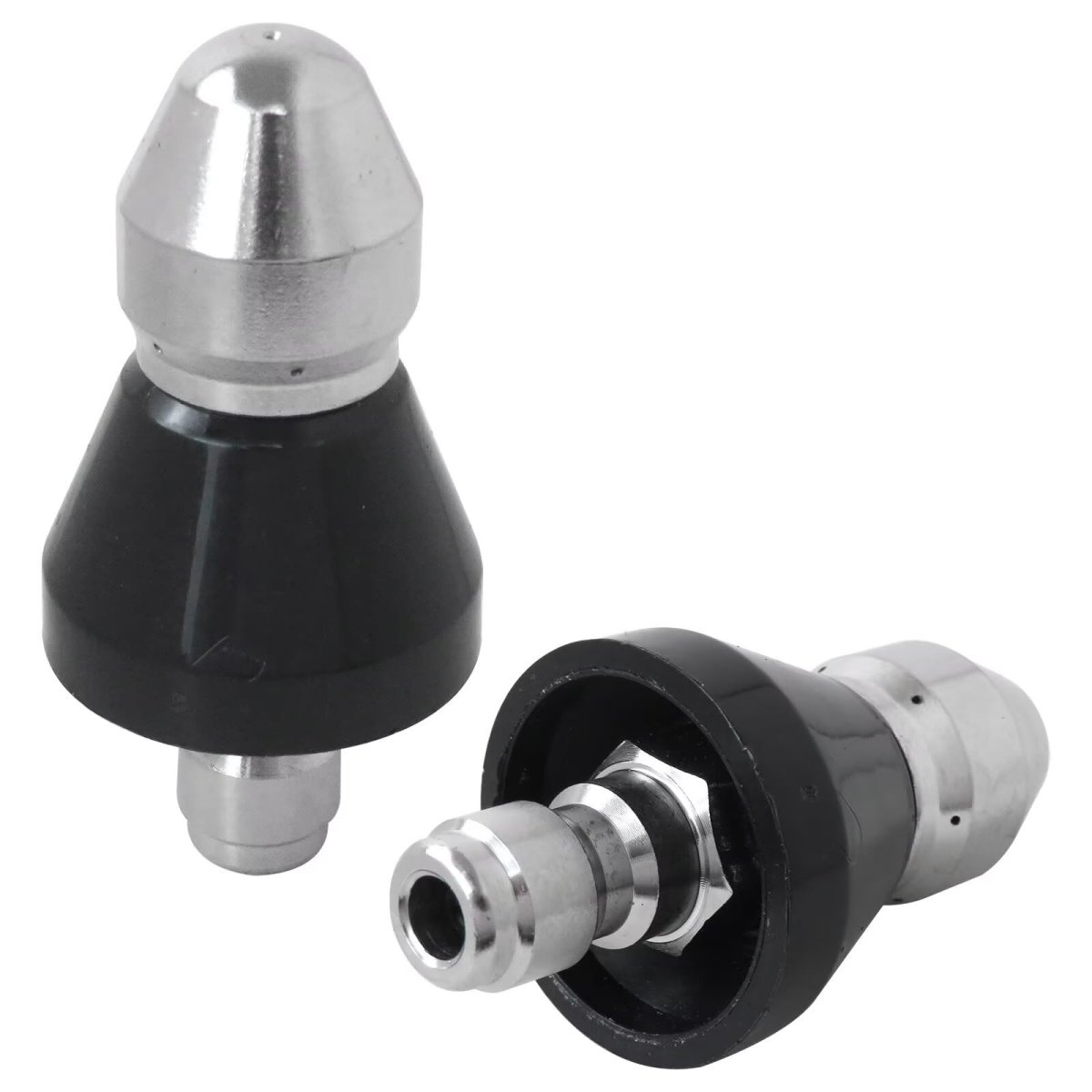 Sewer Cleaning Tool High Pressure Nozzle 2 Pack For Washer Stainless Steel With 1 Front Jet And 6 Rear Jets 4 In Quick