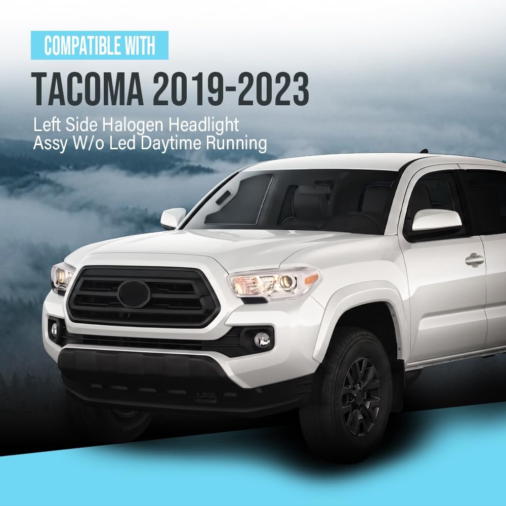 Headlight Assembly Left Driver Side For Toyota Tacoma 2016 2017 2018 Fits Models Without Factory Led Daytime Running Light