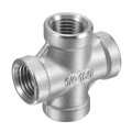 Uxcell 304 Stainless Steel Pipe Fitting Cross 1 4 Npt Female Thread Hose Connector Adapter