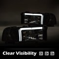 G-plus Headlight Head Lamps Compatible With 1994-2001 Dodge Ram 1500 1994-2002 2500 3500 Smoky Lens Chrome Housing Clear