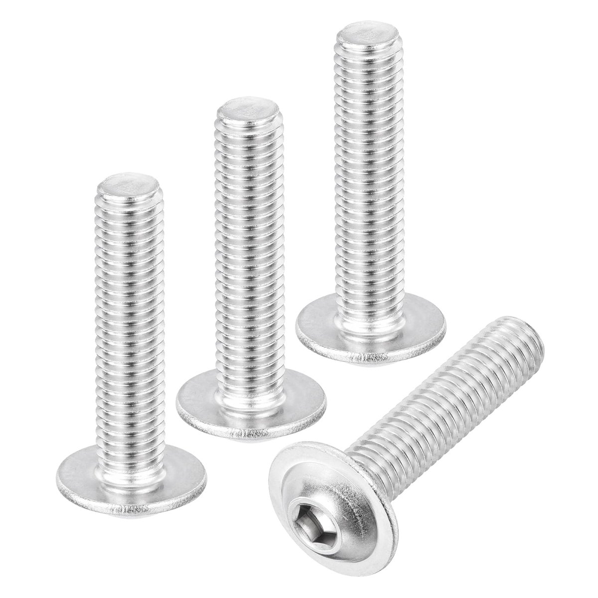 20pcs M8-1 25x35mm Flanged Button Head Socket Cap Screws 304 Stainless Steel Drive Fasteners Bolts Fully Thread Machine Silver