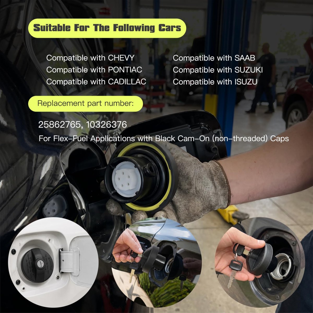 Locking Fuel Cap 25862765 Mgc903 For Flex Gmc Sierra 2500 Hd 07 Xl 04 13 Black Cam On Non Threaded Stainless Steel Gas