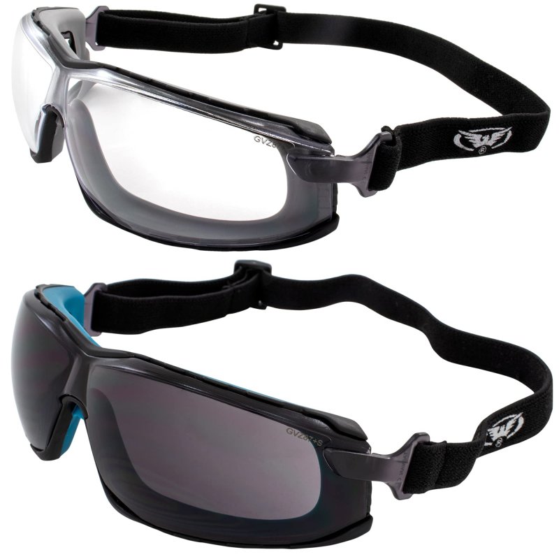 2 Pairs Of Global Vision Sunn Up Motorcycle Safety Goggles Ansi Z87 1 Scratch-resistant Anti-fog Gray Frame W Clear Lens Blue