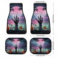 Zombie Hands Graveyard Car Floor Mats 4 Pieces Set Non Slip Moon Halloween Pumpkins Front Rear Mat For Women Men All Season