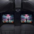 Zombie Hands Graveyard Car Floor Mats 4 Pieces Set Non Slip Moon Halloween Pumpkins Front Rear Mat For Women Men All Season
