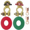 2x Solid Brass Battery Terminal Connector Top Post End Clamps Set Suitable For Heavy-duty Trucks Vans Cars Marine Boats