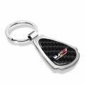 Ipick Image For Cadillac V Logo Real Black Carbon Fiber Chrome Metal Teardrop Key Chain Keychain Official Licensed