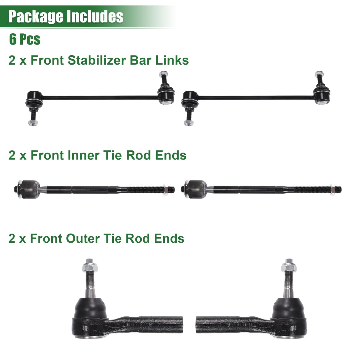 6pcs Front Suspension Kit For Dodge Caliber 2007 2012 Jeep Compass And Patriot 2017 Inner Outer Tie Rod Ends Sway Bar Links