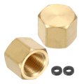 2pcs Brass Hex Head Plug Compression Cap Fitting Stop Valve 1 8 Npt Thread Pipe Flare Tubing Ends Sealing With Gasket For Air 
