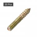 Uxcell 20pcs M6 Hanger Bolts Length 1-5 8 40mm Double Headed Self-tapping Screw 6mm Wood Dowel For Furniture