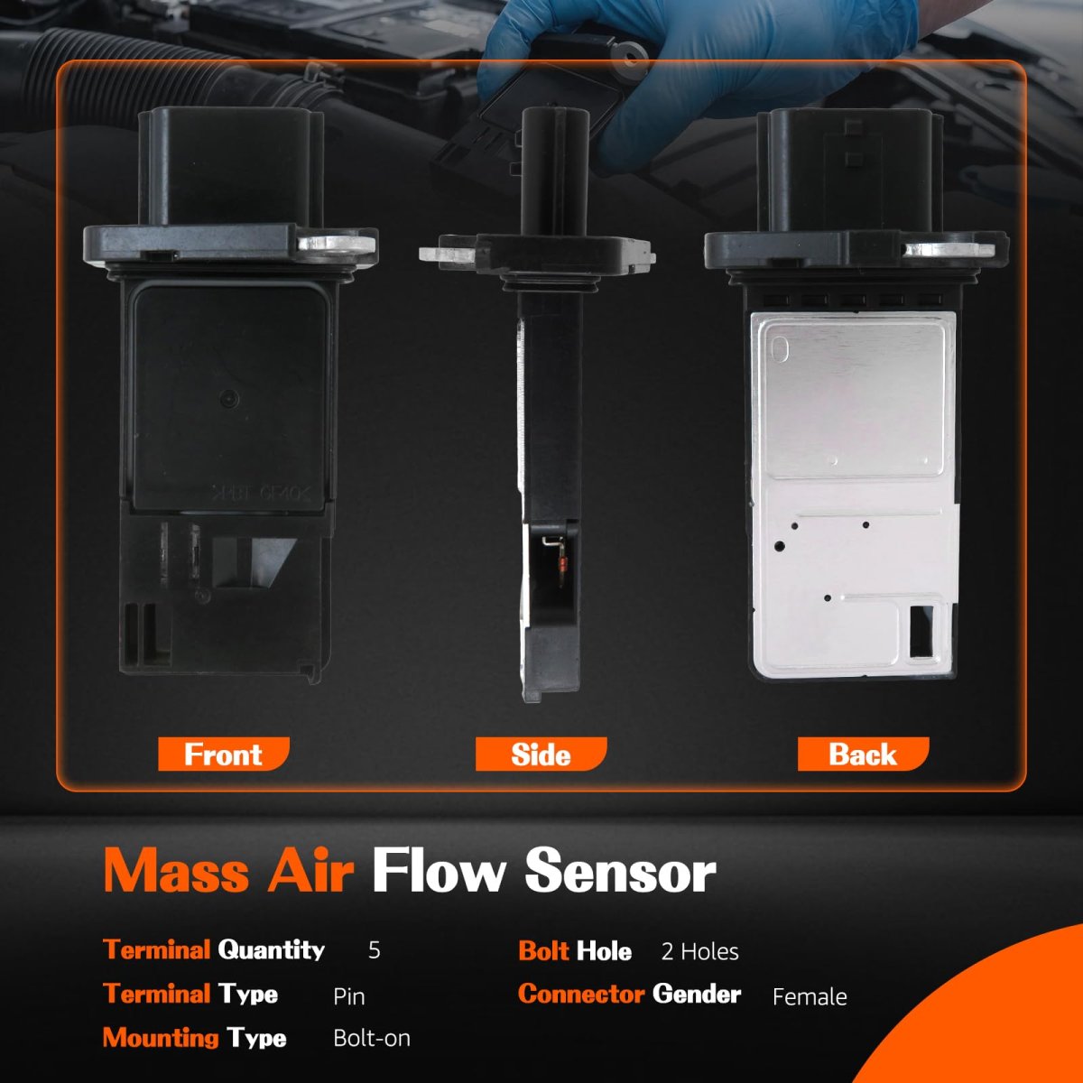 Mass Air Flow Sensor 5 Pin For Nissan Murano 2003 2007 V6 3 5l Part Number 226807s00a 8071 12