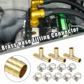 Uxcell 3 Set 12mm T Shape Hose Barb Barbed Tube Pipe Fitting Copper Connectors With Clamps