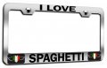 I Love Spaghetti Italian Italy Chrome Metal License Plate Frame Tag Holder H40 