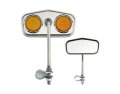 Lowrider Two Diamond Mirror Chrome Amber Reflectors Set Of Bike Mirrors Pair Bicycle 2 