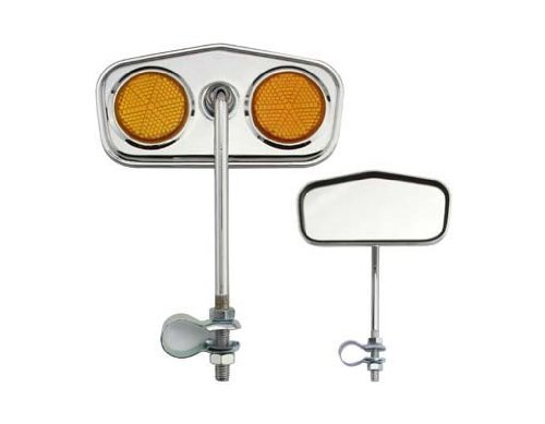 Lowrider Two Diamond Mirror Chrome Amber Reflectors Set Of Bike Mirrors Pair Bicycle 2
