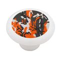 Orange Woodland Camoflage Pattern Decorative High Gloss Ceramic Drawer Knob 