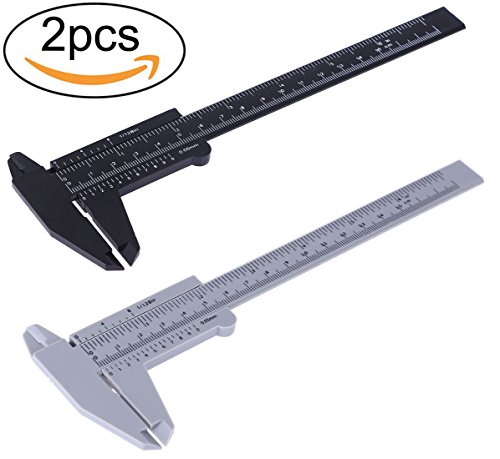 Penta Angel 2pcs Plastic Caliper Inch Metric 6inch 150mm Mini Double Scale Ruler Measuring Tool For Student