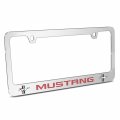 Ipick Image For Ford Mustang Speed-line In Red Dual Logos Mirror Chrome Metal License Plate Frame