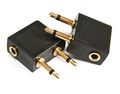 Yueton Pack Of 4 Golden Plated Airline Airplane Female To Double Male Flight Adapter For Headphone Stereo Plug 