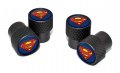 Elektroplate Dc Comic Valve Stem Caps Superman Black Knurling 