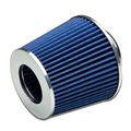 3 Inlet X 6 Air Intake Chrome Open Top Cone Filter Blue