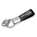 Chevrolet Camaro Zl1-1le Black Genuine Leather Strap Chrome Round Hook Metal Key Chain Official Licensed 