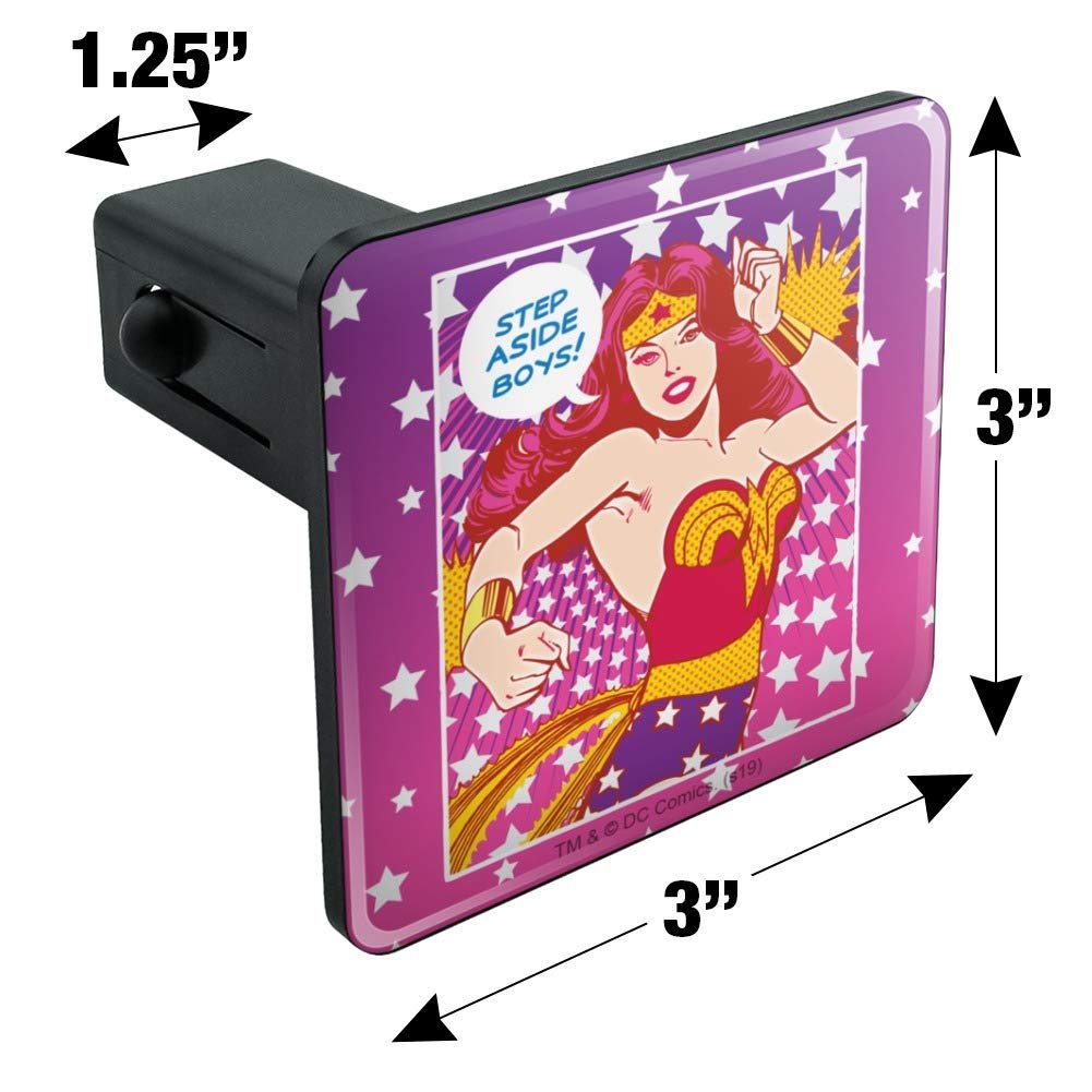Wonder Woman Step Aside Boys Trailer Hitch Cover Plug Insert For 1 25 In Receivers Durable Black Abs Plastic With Uv Resistant