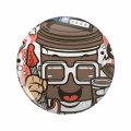 1080 Graphics Coffee Cup Guitarist With A Key Chain Double Sided Stainless Steel Keychain 