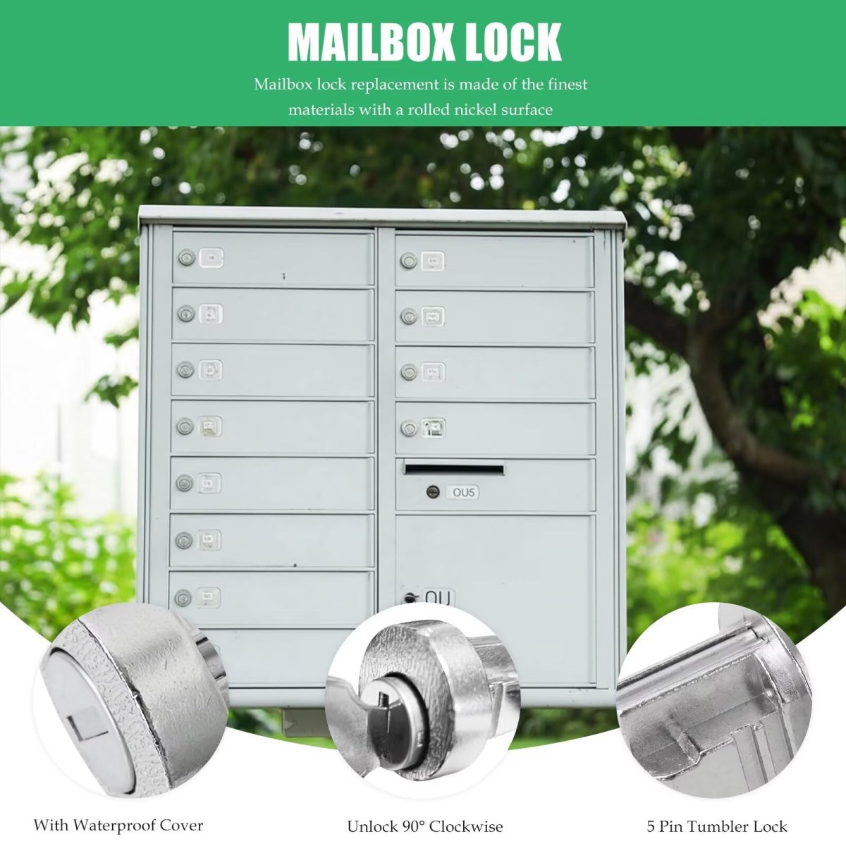 L-1172c Mailbox Lock Replacement For Replacing C9100 Key Locks Nickel Finish