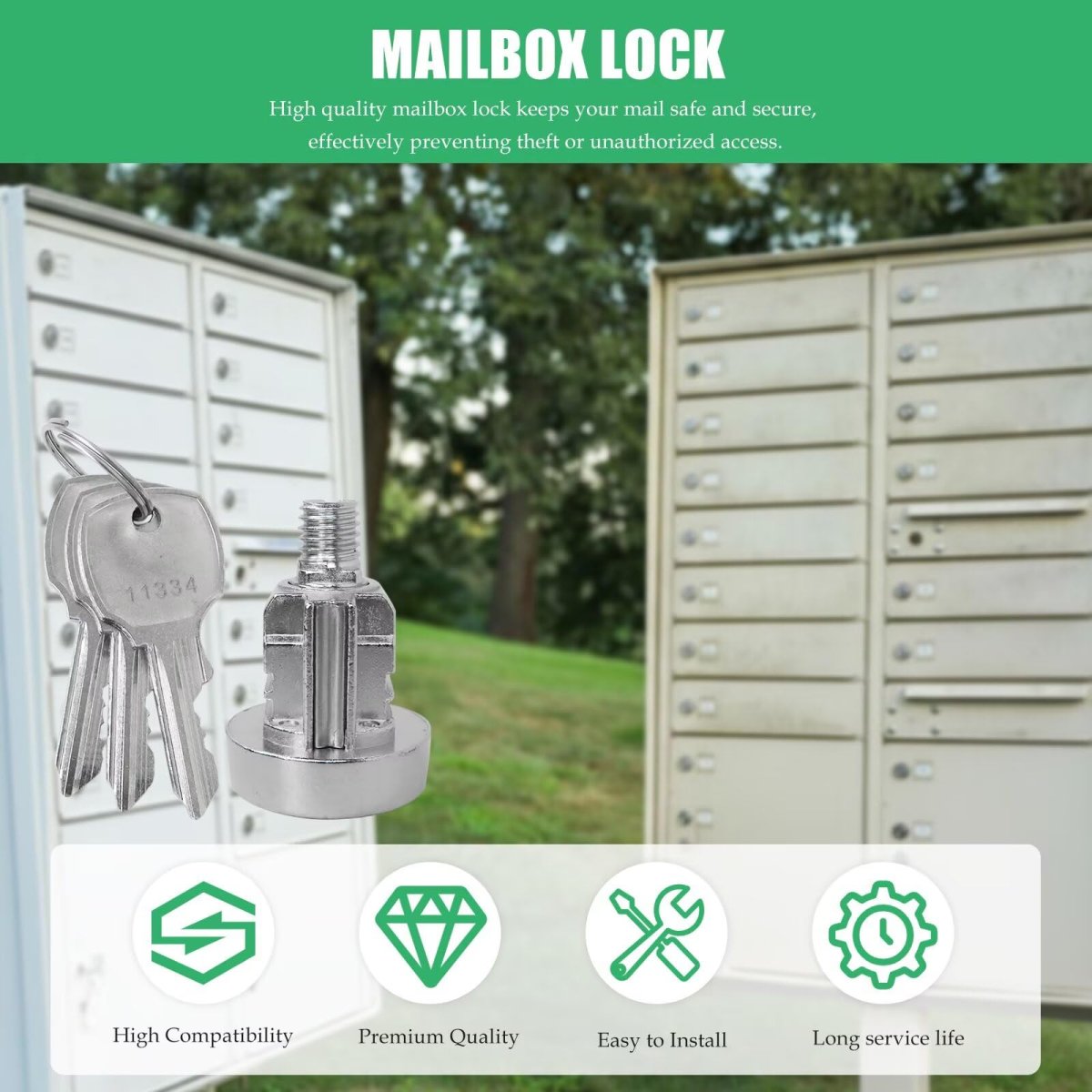 L-1172c Mailbox Lock Replacement For Replacing C9100 Key Locks Nickel Finish