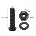 Uxcell Nylon Screw Nut Washer Assortment Kit M6x25mm Round Head Machine Bolt Nuts Flat Washers Black 50 Set