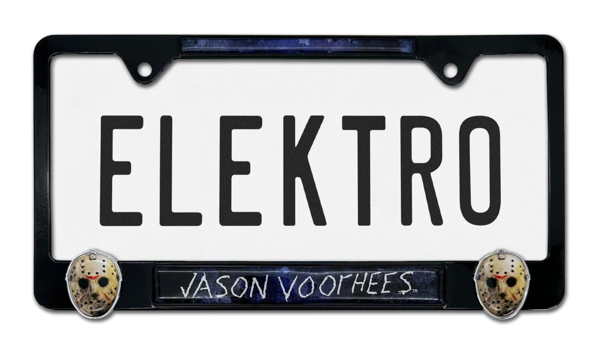 Friday The 13th Jason Voorhees License Plate Frame 3d Domed Graphics Powder Coated Metal Universal Fit For 12 In X 6 Standard
