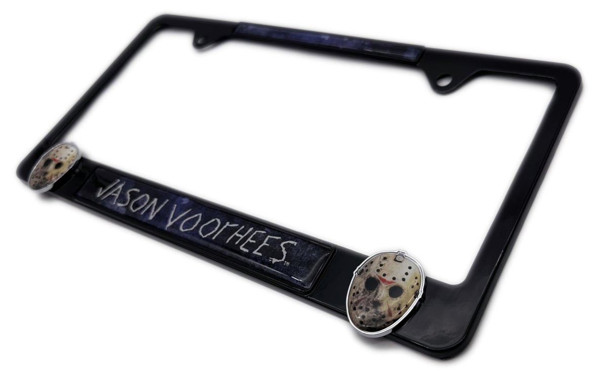 Friday The 13th Jason Voorhees License Plate Frame 3d Domed Graphics Powder Coated Metal Universal Fit For 12 In X 6 Standard