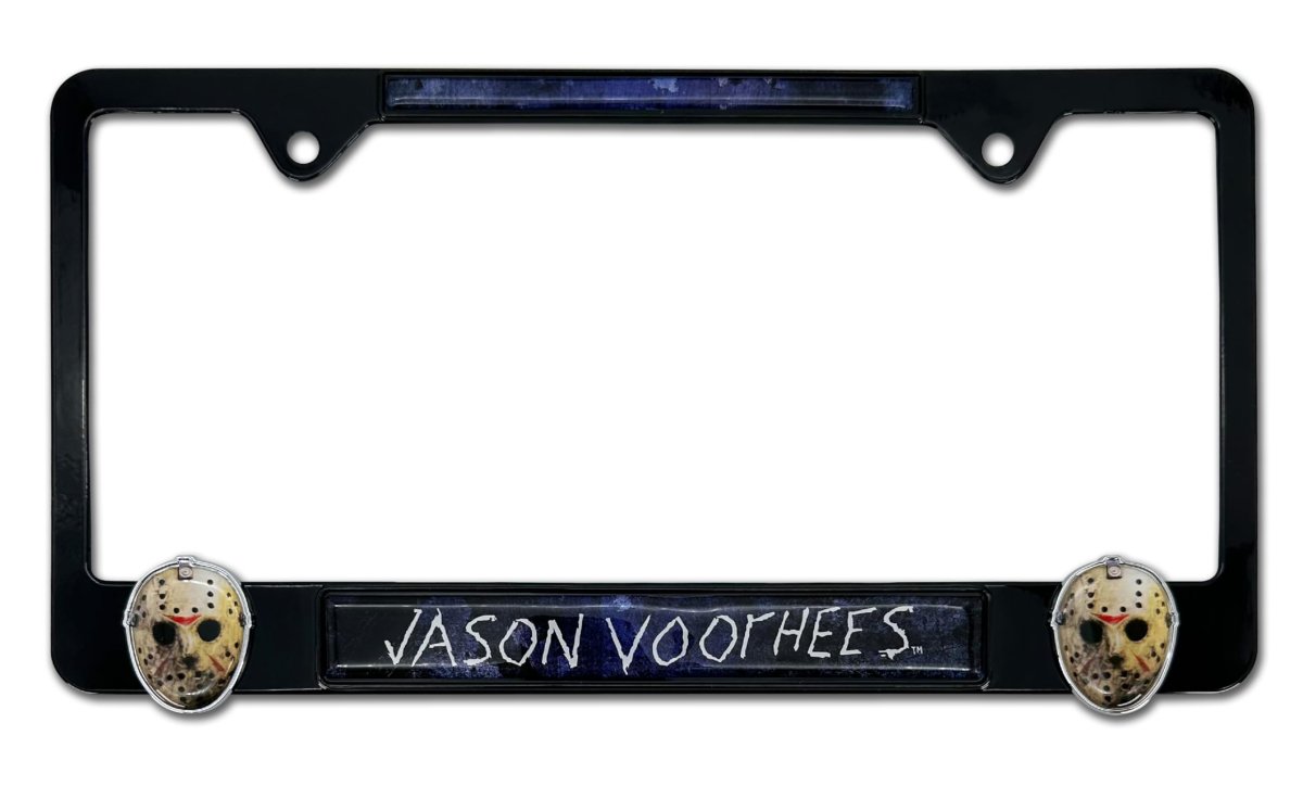 Friday The 13th Jason Voorhees License Plate Frame 3d Domed Graphics Powder Coated Metal Universal Fit For 12 In X 6 Standard