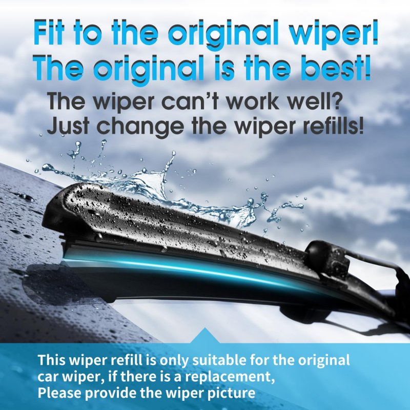 Wiper Blade Refills 8 5mm For 19 In Hybrid Windshield Wipers Set Of 2 Black Rubber Replacement Strips