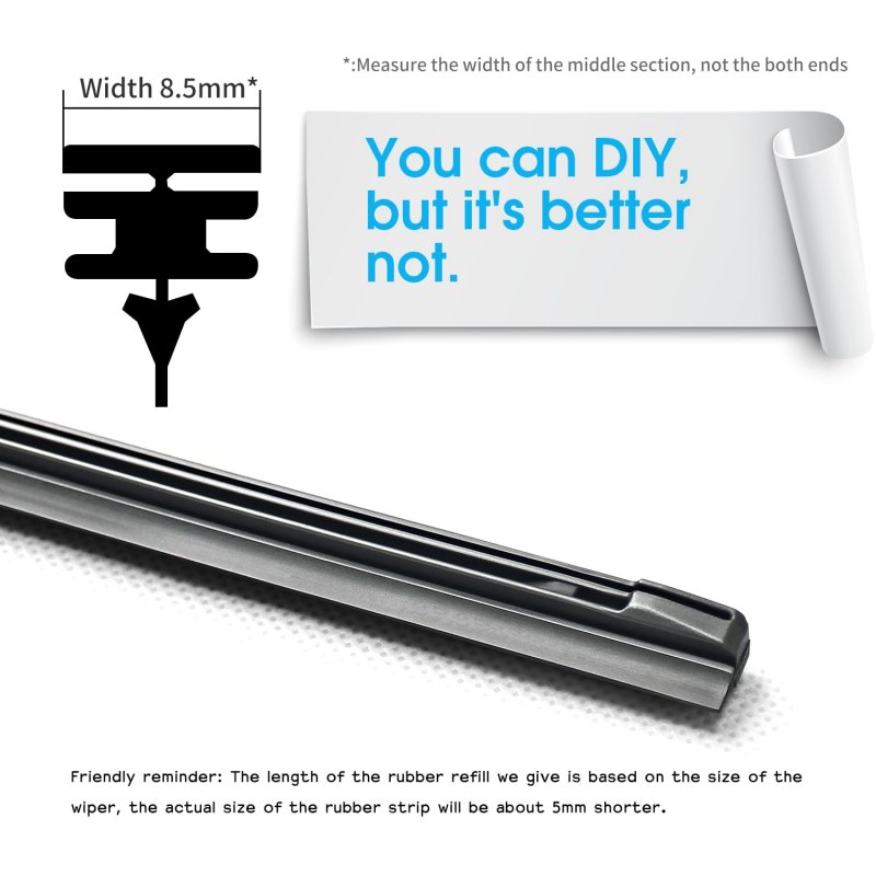 Wiper Blade Refills 8 5mm For 19 In Hybrid Windshield Wipers Set Of 2 Black Rubber Replacement Strips