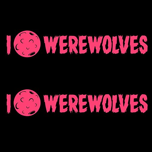 Auto Vynamics Bmpr-iheart-werewolves-8-gpnk Gloss Pink Vinyl I Love Heart Werewolves Stickers W Full Moon As Design 2 Decals