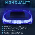 Hqrp Strobe Blue Light 240-led Emergency Hazard Warning Led Mini Bar W Magnetic Base For Car Trailer Rv Caravan Boat