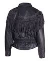 Womens Leather Motorcycle Jacket With Studs Fringes Size M Md Medium