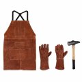 Yoursme Leather Welding Workshop Apron Blacksmiths Hammer Fire Resistant Gloves Heat Flame 