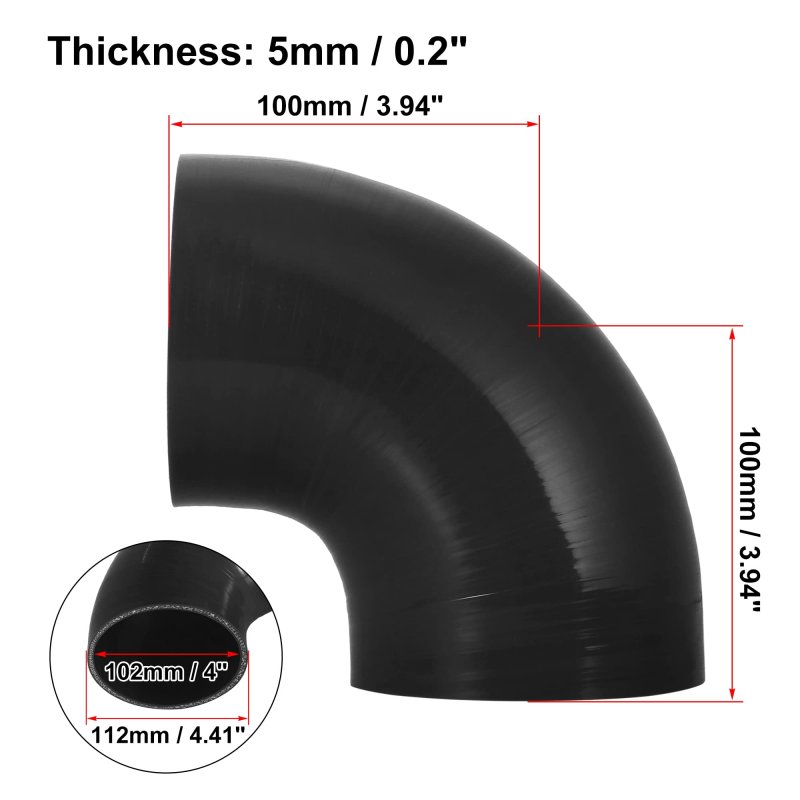 102mm 4 Id 90 Degree Elbow Silicone Reducer Hose Coupler Intercooler Tube Black For Car Intake Piping