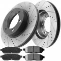 Motorbymotor 330mm Front Rotors Fits For 2005-2008 Ford F150 2006-2008 Lincoln Mark Lt 4wd Drilled Slotted Brake Rotor Ceramic 