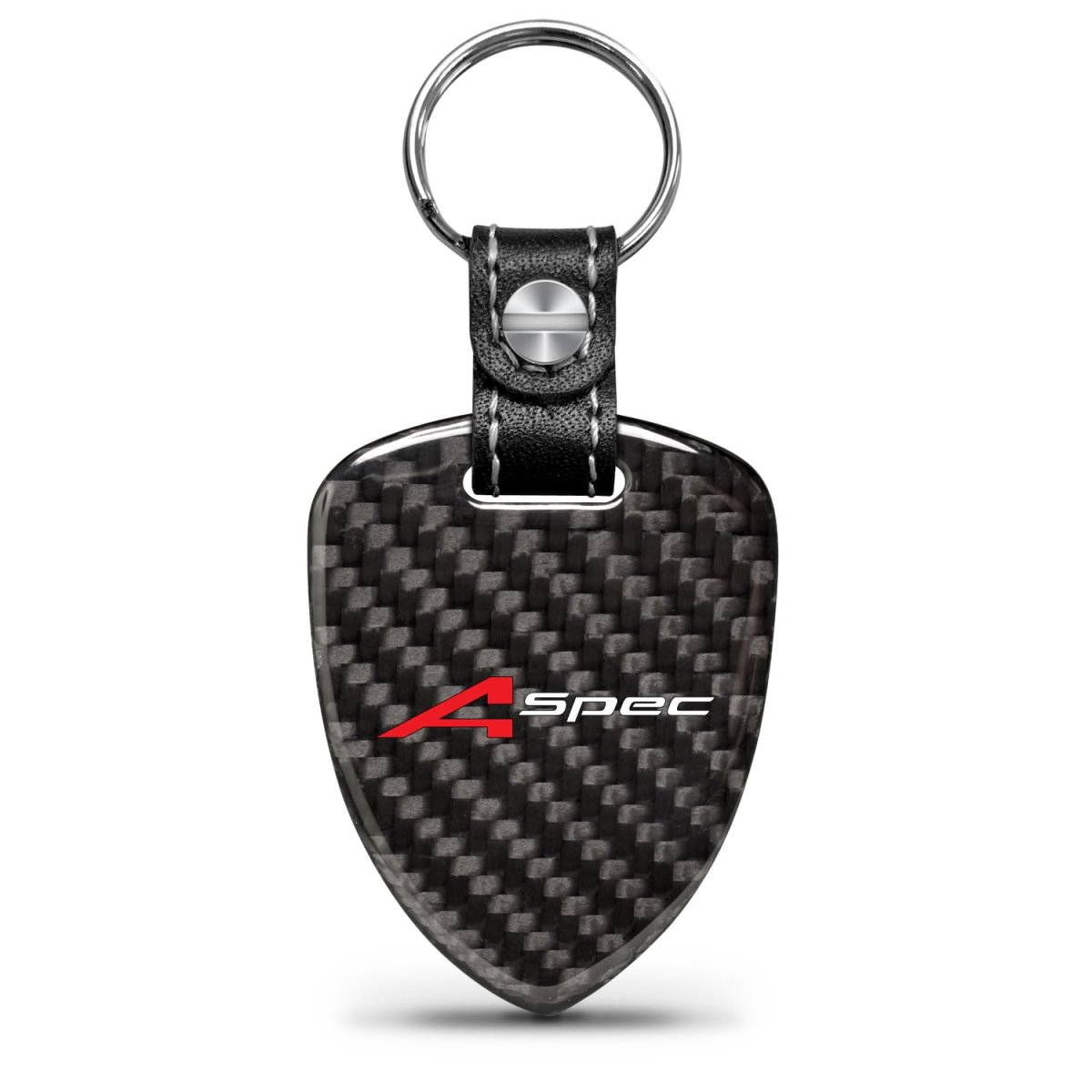Acura A-spec Real Black Carbon Fiber Large Shield-style Key Chain Official Licensed